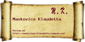 Maskovics Klaudetta névjegykártya